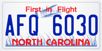 NC license plate AFQ6030