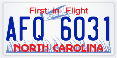 NC license plate AFQ6031