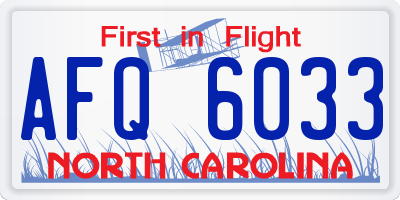 NC license plate AFQ6033