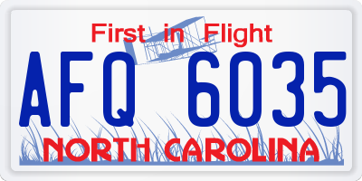NC license plate AFQ6035