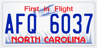 NC license plate AFQ6037