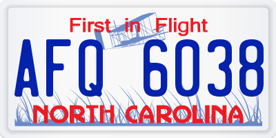 NC license plate AFQ6038