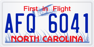 NC license plate AFQ6041