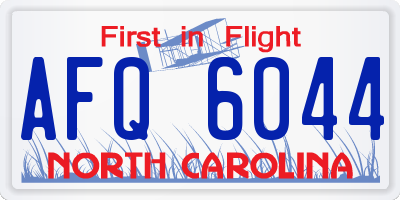 NC license plate AFQ6044
