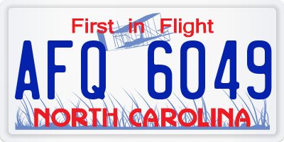 NC license plate AFQ6049