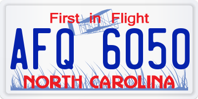 NC license plate AFQ6050