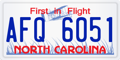 NC license plate AFQ6051