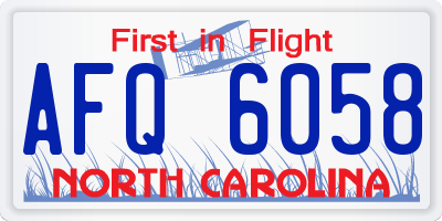 NC license plate AFQ6058