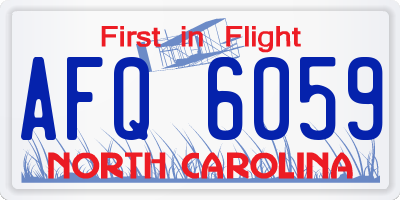NC license plate AFQ6059