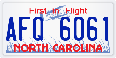 NC license plate AFQ6061
