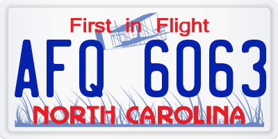 NC license plate AFQ6063