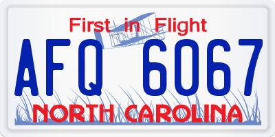 NC license plate AFQ6067