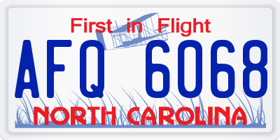 NC license plate AFQ6068