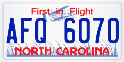NC license plate AFQ6070