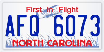 NC license plate AFQ6073