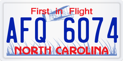 NC license plate AFQ6074