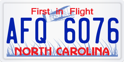 NC license plate AFQ6076