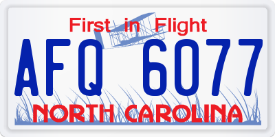 NC license plate AFQ6077