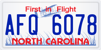 NC license plate AFQ6078