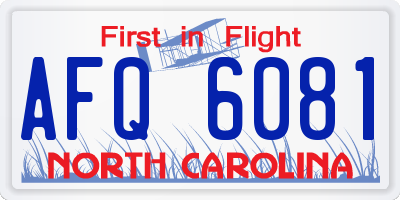 NC license plate AFQ6081