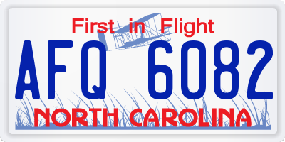 NC license plate AFQ6082