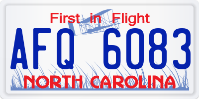 NC license plate AFQ6083