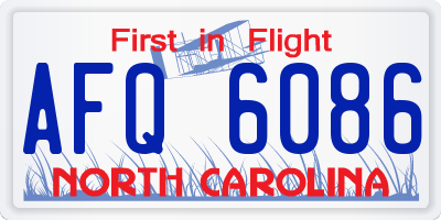 NC license plate AFQ6086