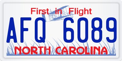 NC license plate AFQ6089