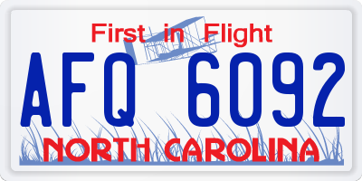 NC license plate AFQ6092