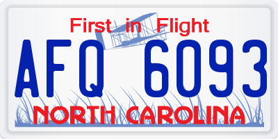 NC license plate AFQ6093