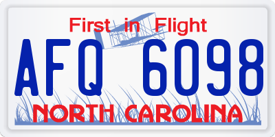 NC license plate AFQ6098