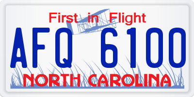 NC license plate AFQ6100