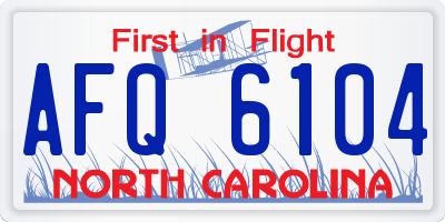 NC license plate AFQ6104