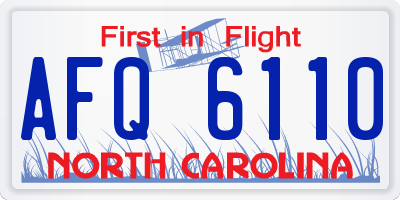 NC license plate AFQ6110