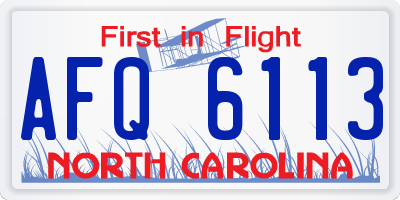 NC license plate AFQ6113