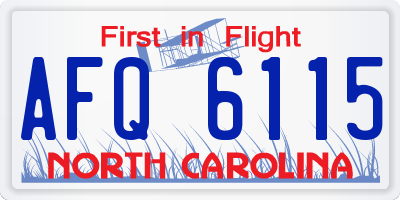 NC license plate AFQ6115