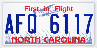 NC license plate AFQ6117
