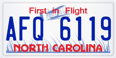 NC license plate AFQ6119