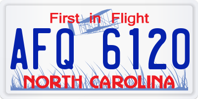 NC license plate AFQ6120