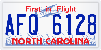 NC license plate AFQ6128