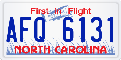 NC license plate AFQ6131