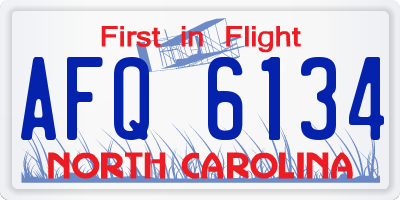 NC license plate AFQ6134