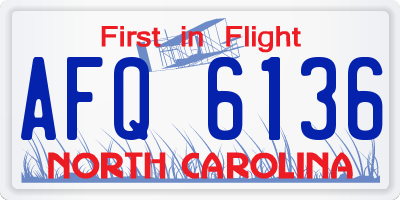 NC license plate AFQ6136