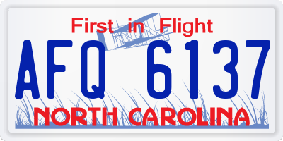 NC license plate AFQ6137