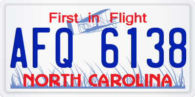 NC license plate AFQ6138