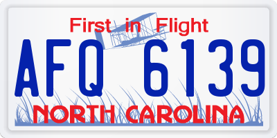 NC license plate AFQ6139
