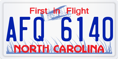 NC license plate AFQ6140
