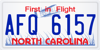 NC license plate AFQ6157