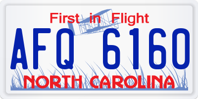 NC license plate AFQ6160