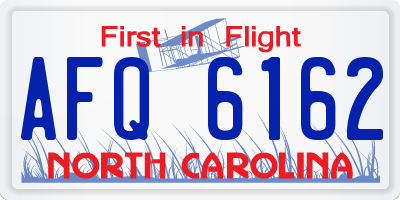 NC license plate AFQ6162